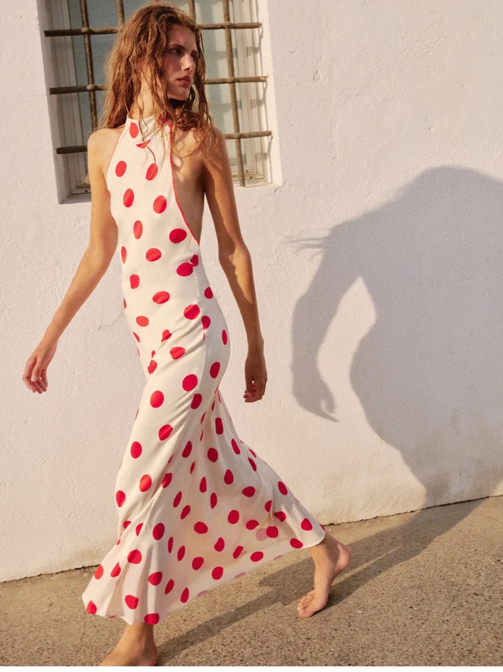 ZARA POLKA DOT HALTER MIDI DRESS - Picture 8 of 16